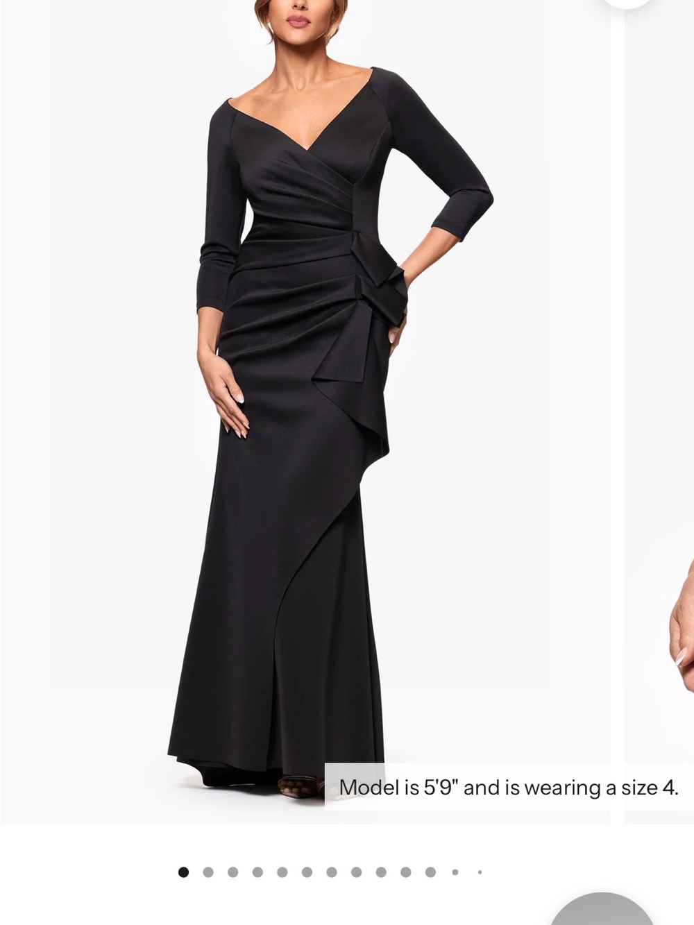 Xscape Navy Wrap-Style Evening Gown